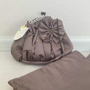 Kakatoo Taupe Peach  Formal Prom Wedding Purse Bag